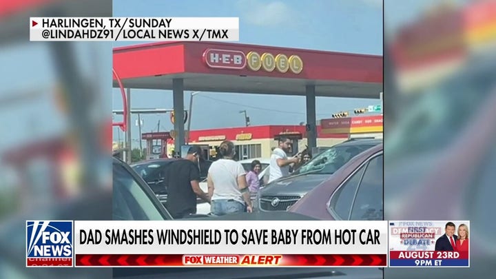 Texas dad smashes windshield to save baby trapped in hot car