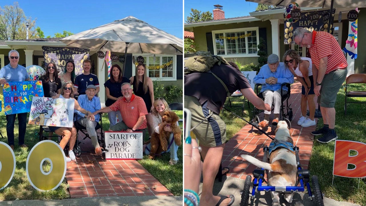 California man celebrates 100th birthday with 'dog parade' featuring 200 pups of all shapes and sizes